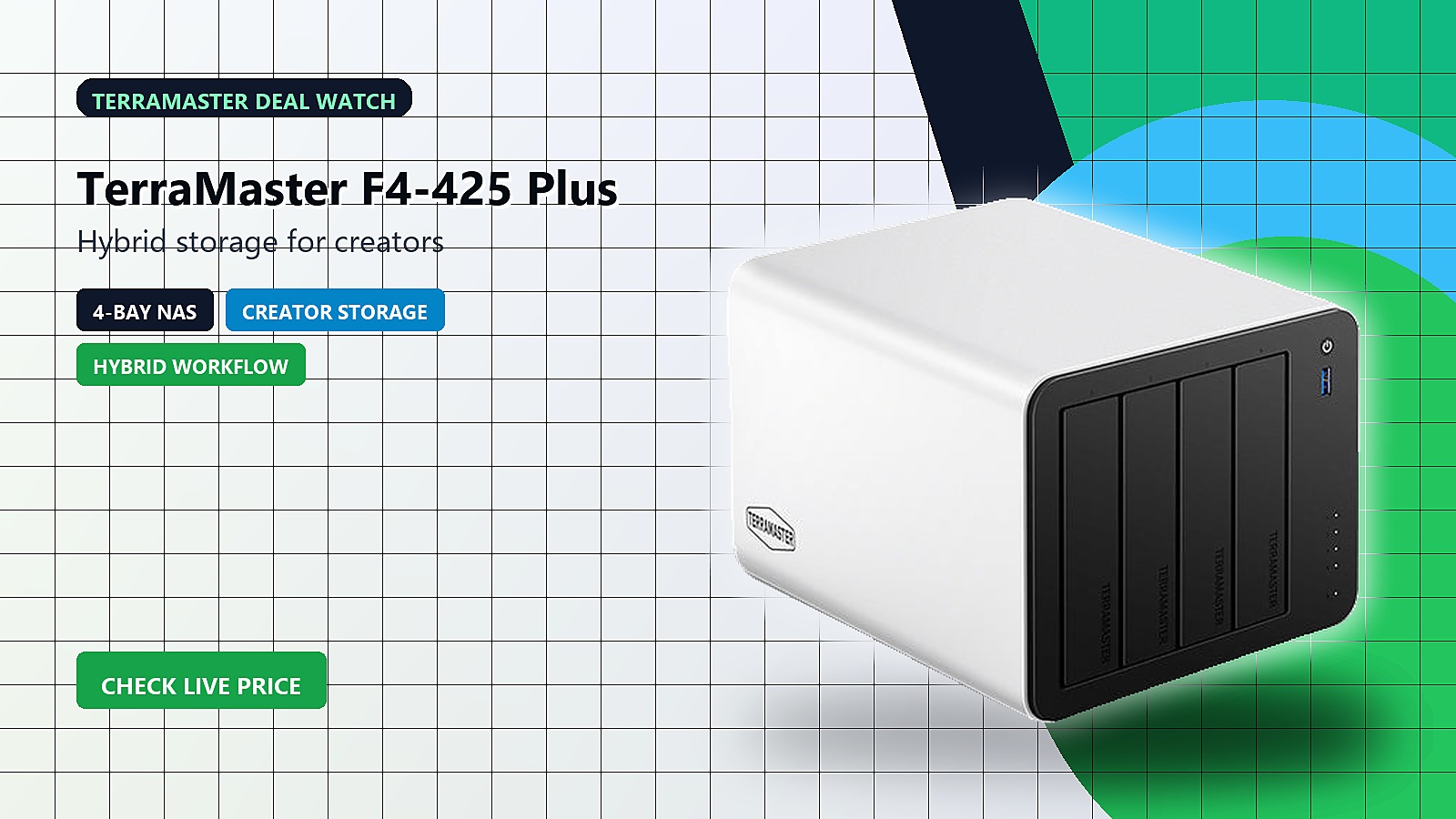 TerraMaster F4-425 Plus creator storage deal hero