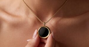 The90 Gem UV necklace worn as jewelry