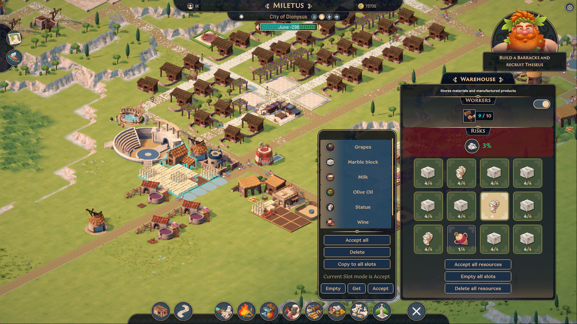 Supply chain and warehouse management in Theos: Cities of Myth
