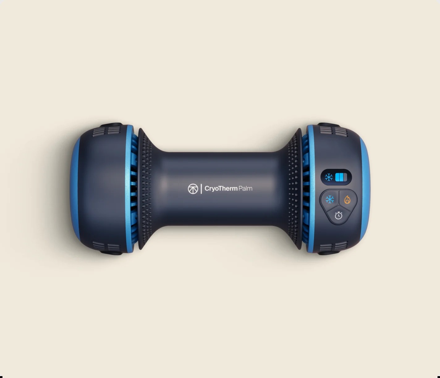 Therabody CryoTherm Palm top-down view showing cold and heat controls