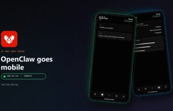 Two phones running the OpenClaw app: a Connected chat with the assistant and the device-tools screen sharing camera, screen and location with the gateway