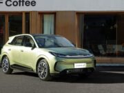 Arcfox Beta T1 electric hatchback in Shadow Green, front three-quarter view