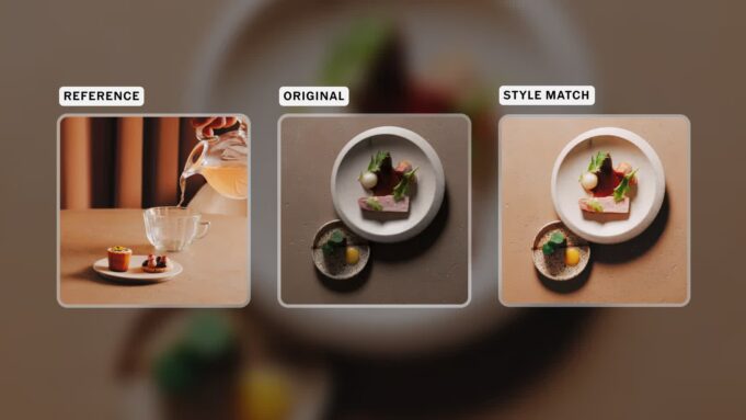 VSCO Studio Pro Edits 100 Photos at Once With AI Style Match VSCO Studio Pro Style Match feature recreating a reference photo's color and tone on another image