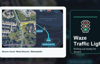 Waze traffic lights mapping visual with a traffic signal icon