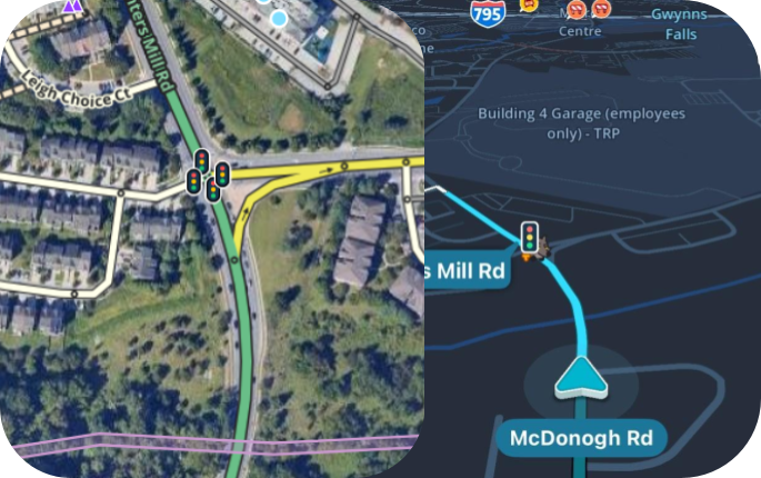 Waze Map Editor screenshot showing traffic lights mapped at an intersection