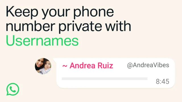 WhatsApp usernames announcement artwork about reserving a username.