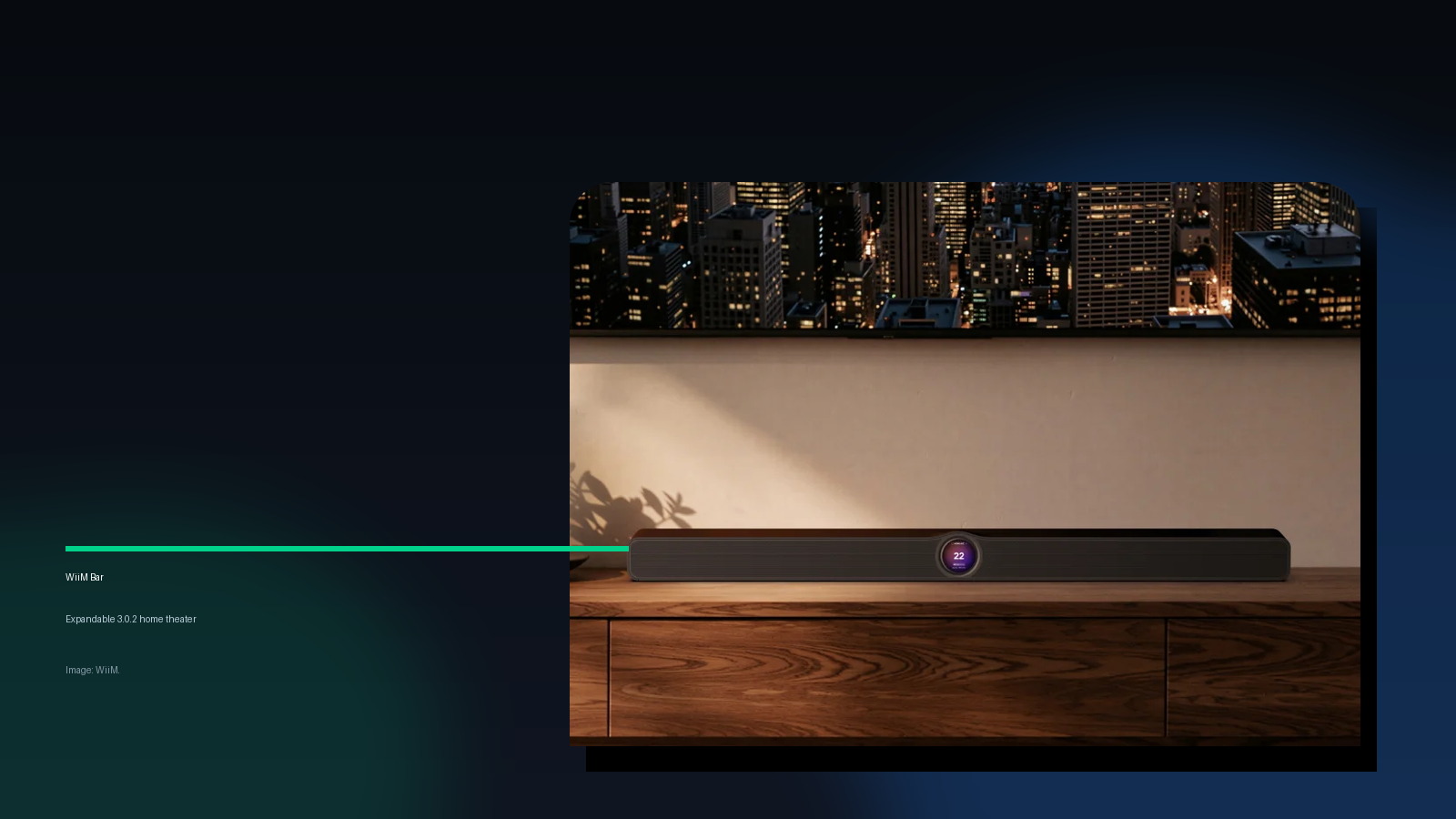 WiiM Bar official product banner showing the soundbar