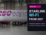 Wizz Air aircraft with Starlink Wi-Fi from 2027 editorial composite