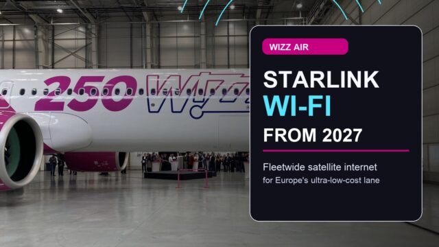 Wizz Air Starlink Wi-Fi featured image without source text strip Wizz Air aircraft with Starlink Wi-Fi from 2027 editorial composite