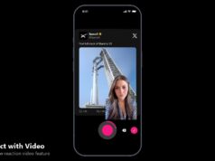 X React with Video reaction video feature shown on an iPhone