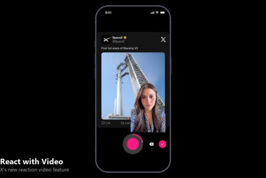 X React with Video reaction video feature shown on an iPhone