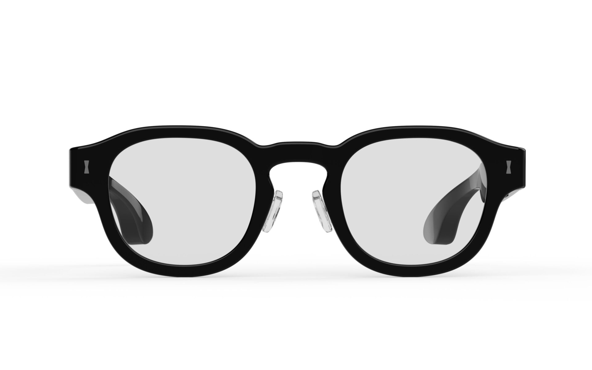 Front view of the black Halliday G2 AI glasses and binocular lenses