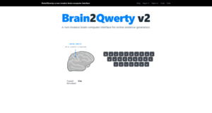 Brain2Qwerty v2 official source page showing a brain activity to keyboard decoding demo