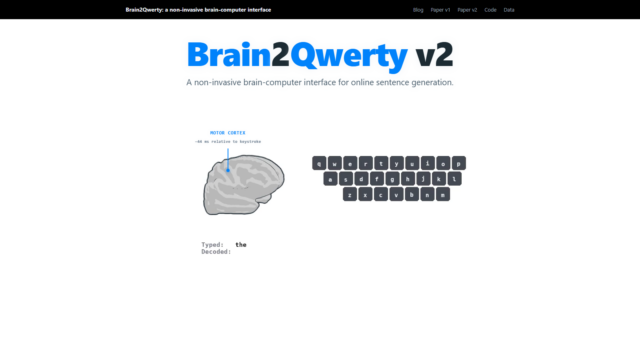 brain2qwerty-v2-official-source-page Brain2Qwerty v2 official source page showing a brain activity to keyboard decoding demo