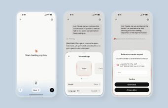 Claude Voice Mode Adds Sonnet, Opus, And App Connectors Claude voice mode product interface showing spoken conversation and model options