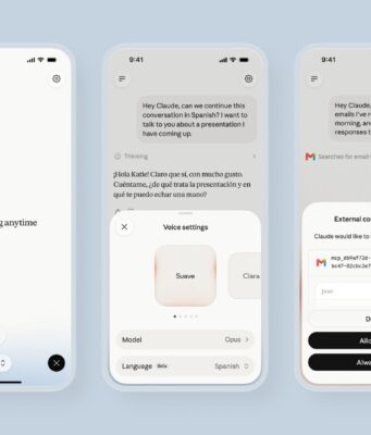 Claude Voice Mode Adds Sonnet, Opus, And App Connectors Claude voice mode product interface showing spoken conversation and model options