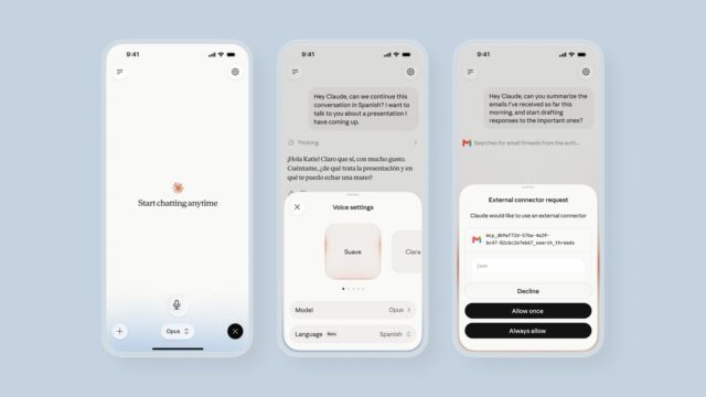 claude-voice-mode-featured Claude voice mode product interface showing spoken conversation and model options