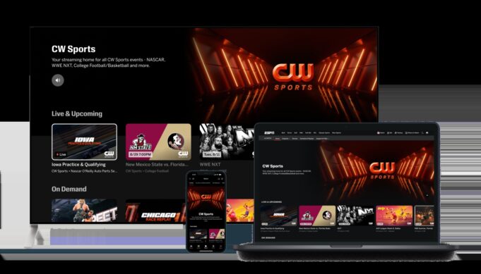 CW Sports on ESPN App Live Streams Launch August 4 CW Sports on ESPN App promotional art for live sports streaming partnership
