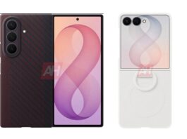 Android Headlines render showing leaked Galaxy Z Fold 8 and Galaxy Z Flip 8 case designs