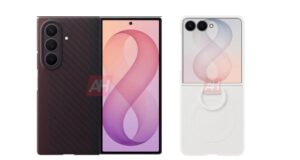 Android Headlines render showing leaked Galaxy Z Fold 8 and Galaxy Z Flip 8 case designs