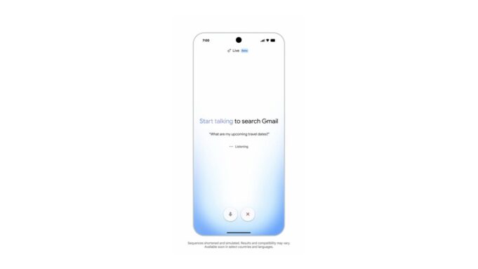 Gmail Live AI Beta Lets Gemini Answer Inbox Questions Gmail Live AI beta interface showing Gemini voice search in Gmail