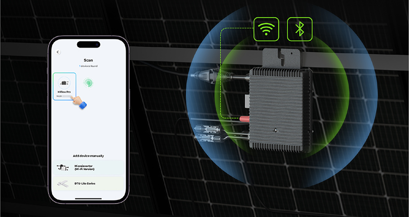 Hoymiles HiFlow Pro microinverter commissioning with Bluetooth and Wi-Fi