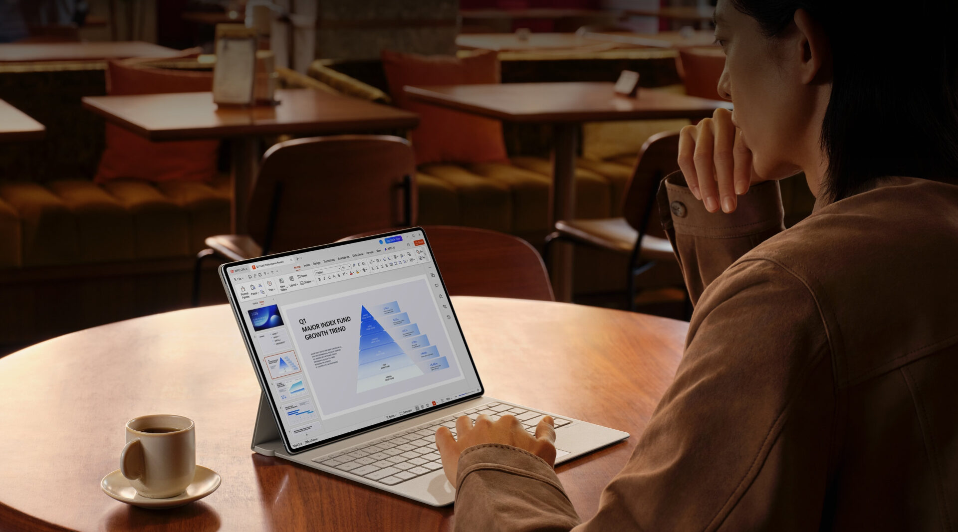 Huawei MatePad Pro Max showing PC-level WPS Office productivity tools