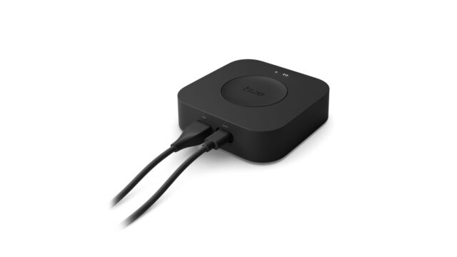 hue-bridge-pro-smart-hub Philips Hue Bridge Pro smart lighting hub with LAN and power cables connected