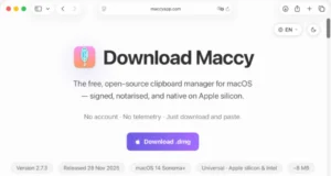 Fake Maccy app download page shown in Jamf Threat Labs research