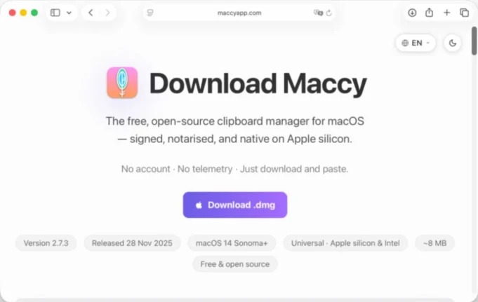 Fake Maccy App Is Stealing Mac Passwords Fake Maccy app download page shown in Jamf Threat Labs research