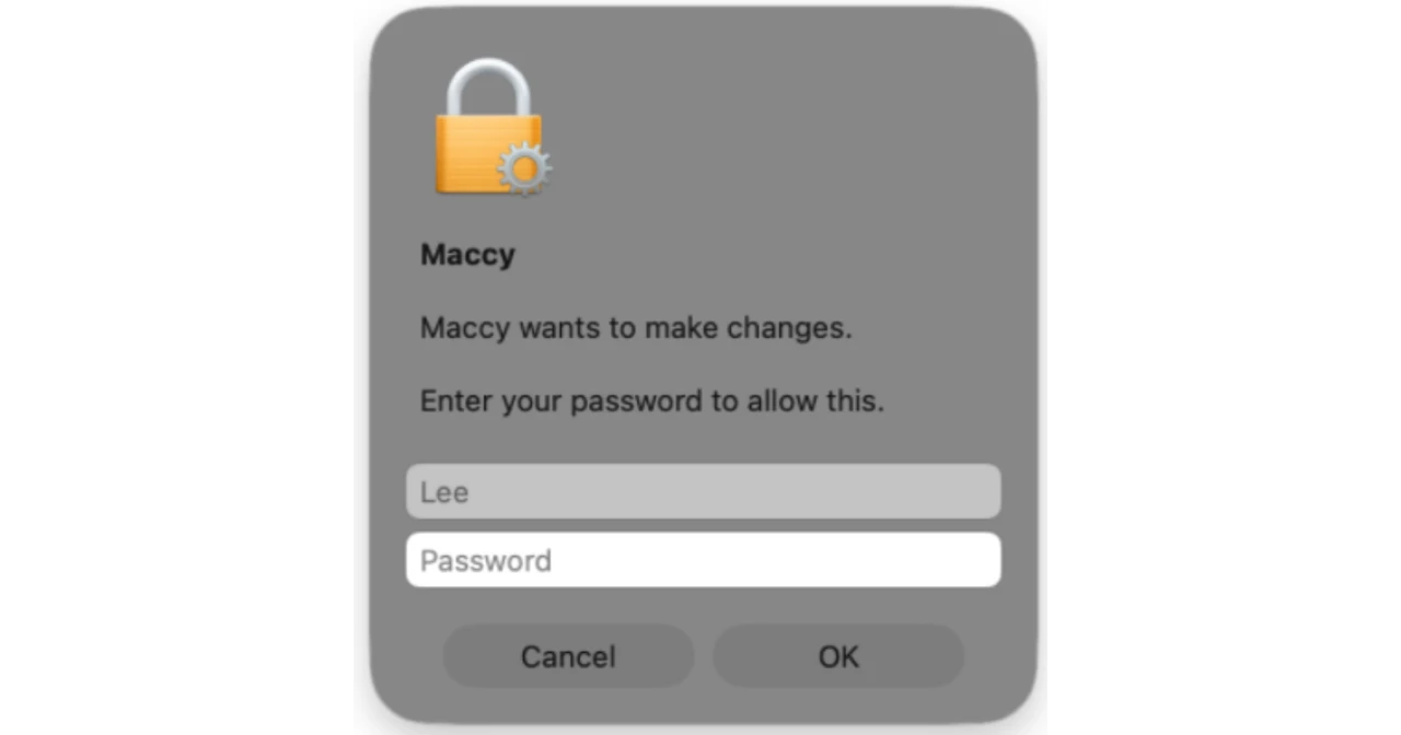 Fake Maccy app password prompt shown in Jamf Threat Labs research