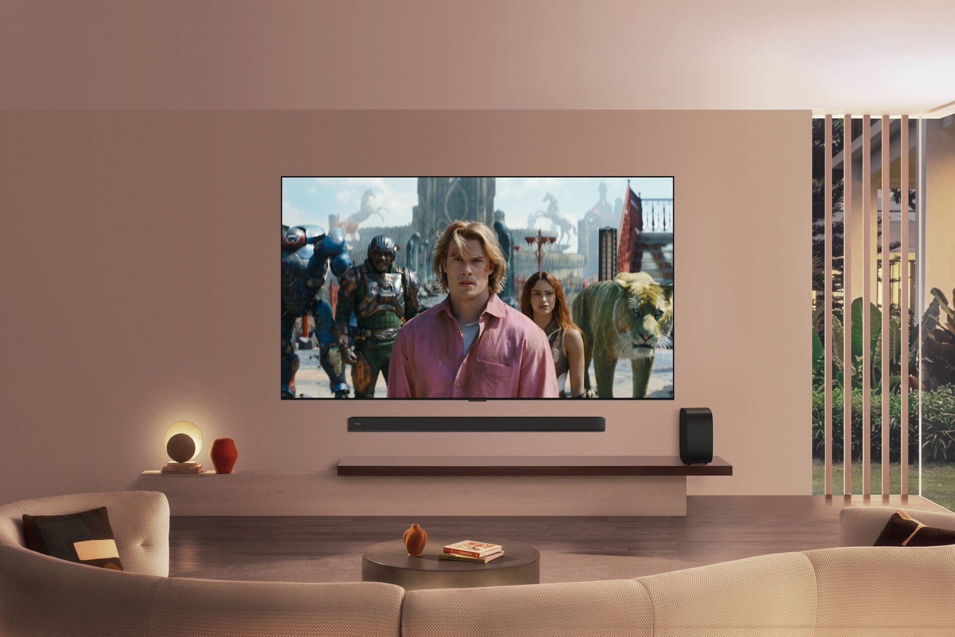 A 2026 LG OLED evo TV showing Masters of the Universe in a living room