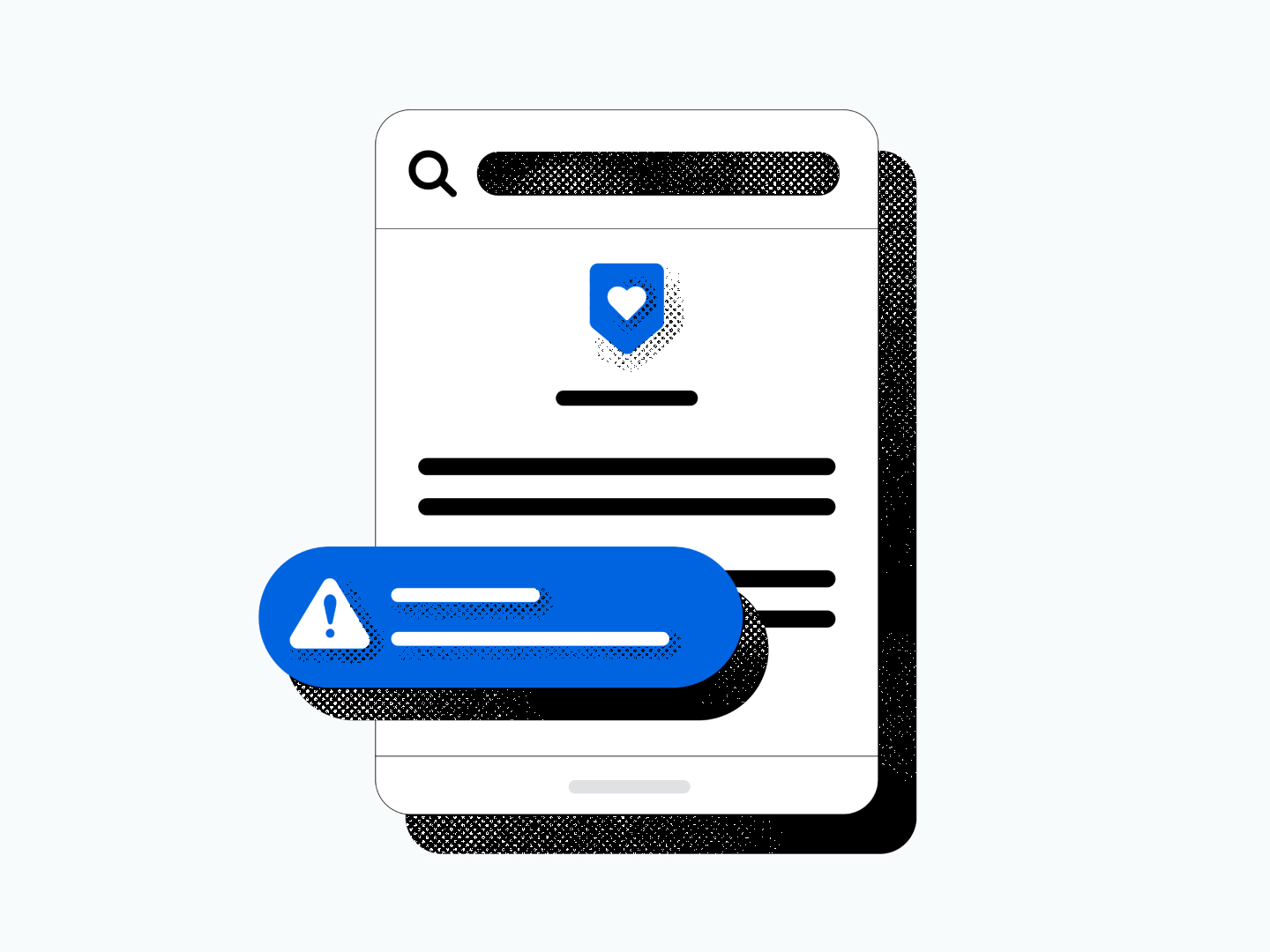 Illustration of a phone screen with a safety shield and parent alert notification bubble