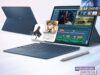 Moto Pad 70 Pro tablet with Snap-On keyboard and Moto Pen Pro stylus on Motorola's official launch art