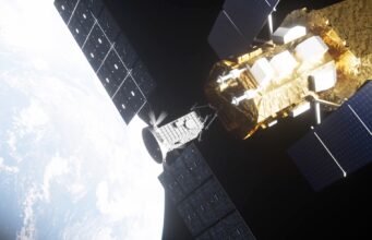NASA’s Swift Rescue Mission Launches to Save a Falling Space Telescope NASA Swift rescue mission: artist's concept of Katalyst's LINK spacecraft approaching the Neil Gehrels Swift Observatory above Earth