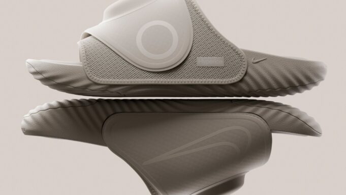 Nike Air Zoom Hyperslide Heats and Vibrates Your Feet After Workouts Nike Air Zoom Hyperslide recovery slides with Hyperice heat and vibration pods