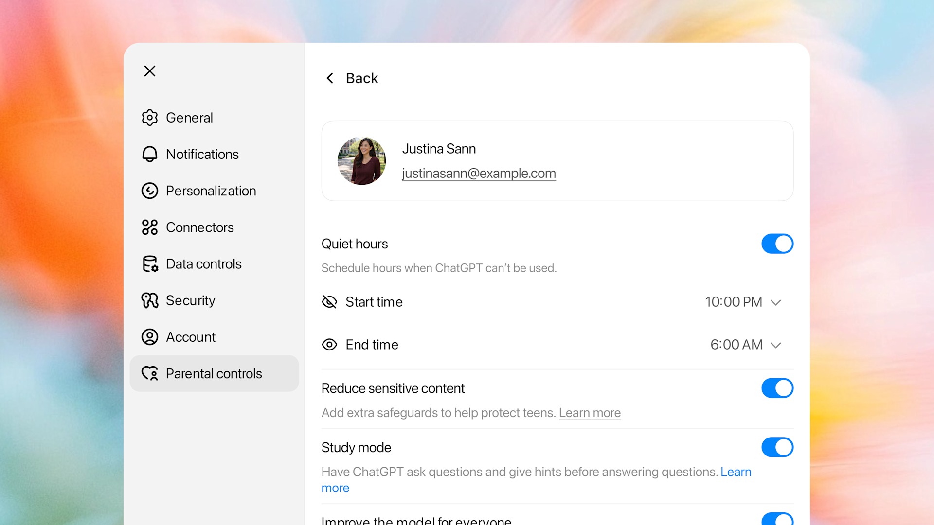 OpenAI ChatGPT parental Study Mode controls for linked teen accounts