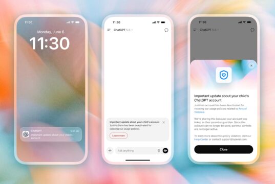 OpenAI parent alerts screen for a linked teen ChatGPT account safety update