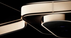 Close-up render of the gold Pixel 11 Pro metal frame from Google's official Made by Google 2026 press invitation
