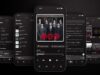Qobuz mobile player interface with album art and playback controls