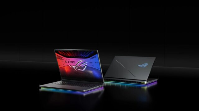 rog-strix-g18-2026-kv-16x9-1 ASUS ROG Strix G18 2026 gaming laptop key visual with dual open chassis