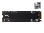 Samsung 990 NVMe M.2 SSD, official product render on a black background
