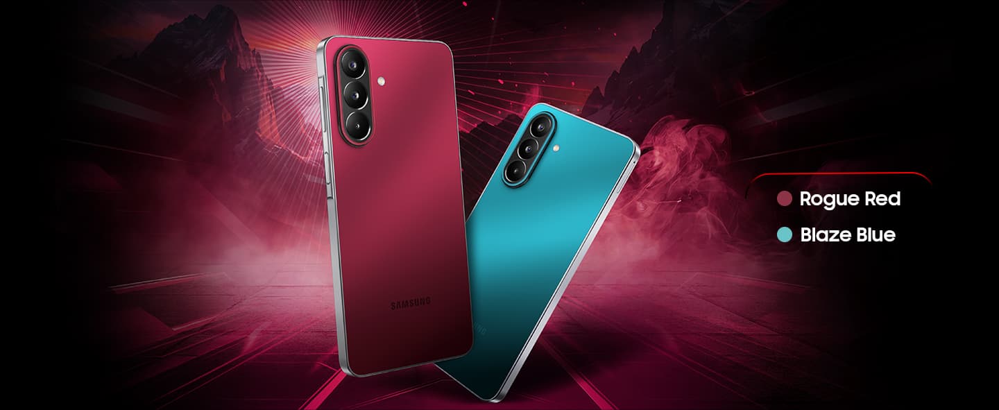 Samsung Galaxy M47 5G in Rogue Red and Blaze Blue colors