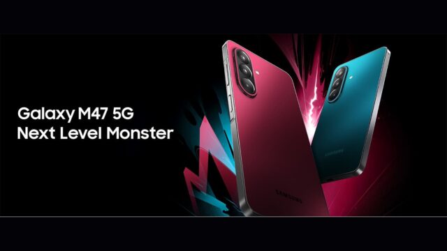 samsung-galaxy-m47-5g-official-hero Samsung Galaxy M47 5G official hero image showing Rogue Red and Blaze Blue phones