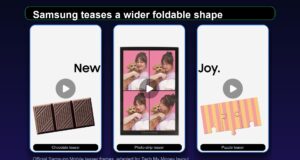 Samsung Mobile teaser frames hinting at a wider foldable shape