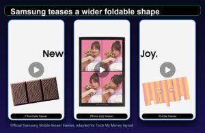 Samsung Mobile teaser frames hinting at a wider foldable shape