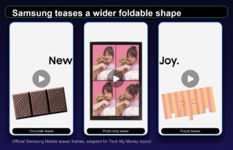 Samsung Mobile teaser frames hinting at a wider foldable shape
