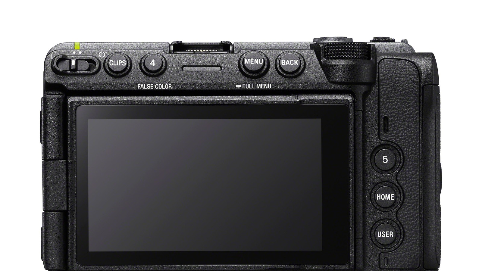 Sony FX5 cinema camera rear LCD and EVF layout