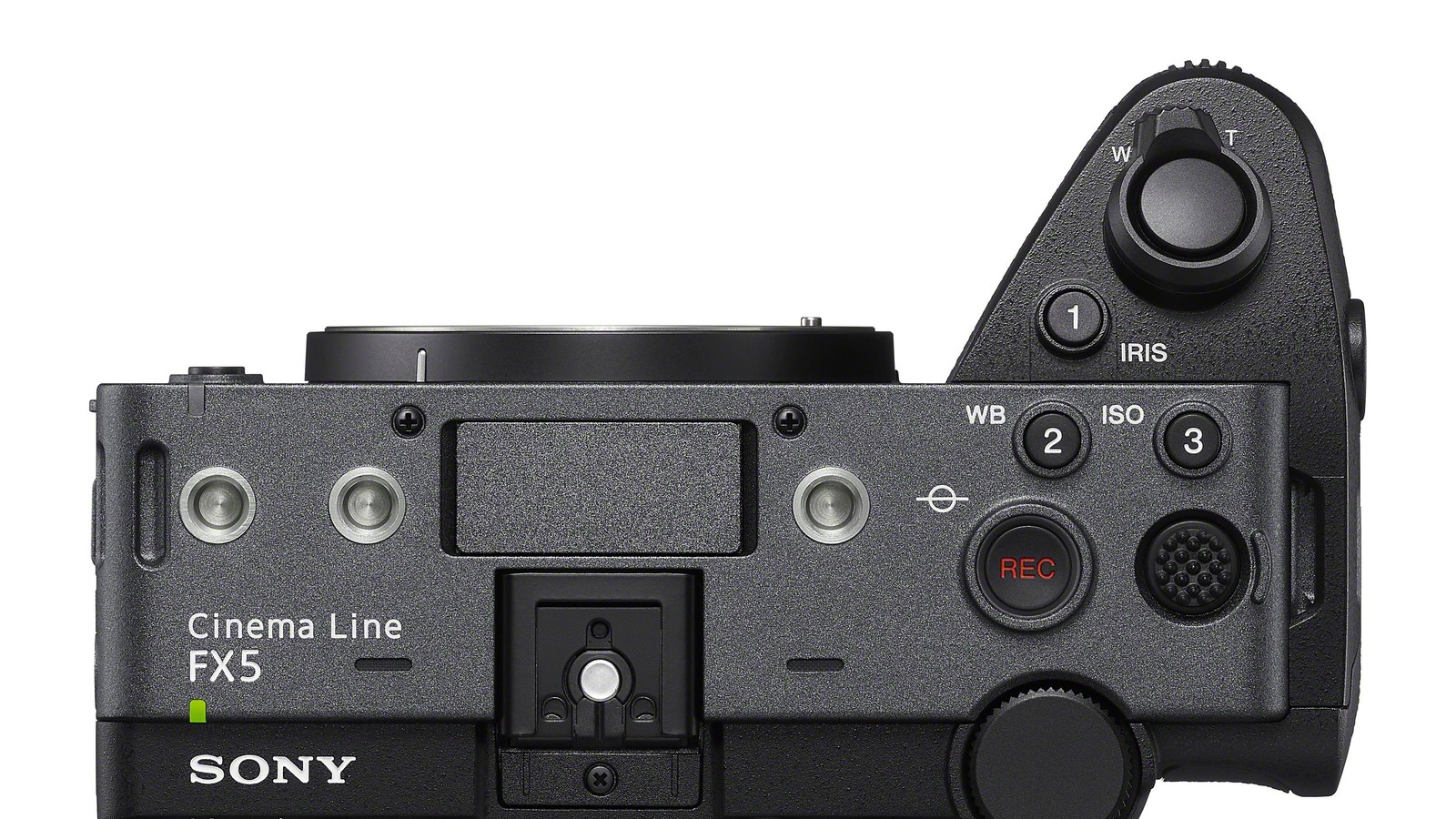 Sony FX5 cinema camera top plate with numbered controls and mounts