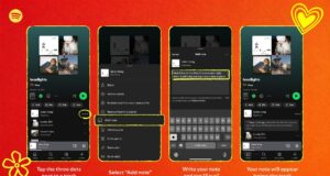 Spotify User Notes Let You Caption Songs in Playlists Spotify User Notes feature UI showing a personal caption on a playlist track